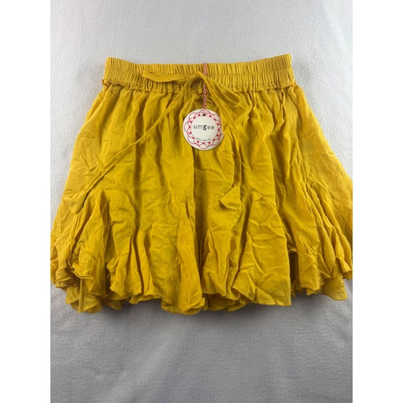 Umgee Dresses & Skirts - Umgee Ruffle Mini Skirt Elastic Waistband Drawstring Yellow Women's Size S